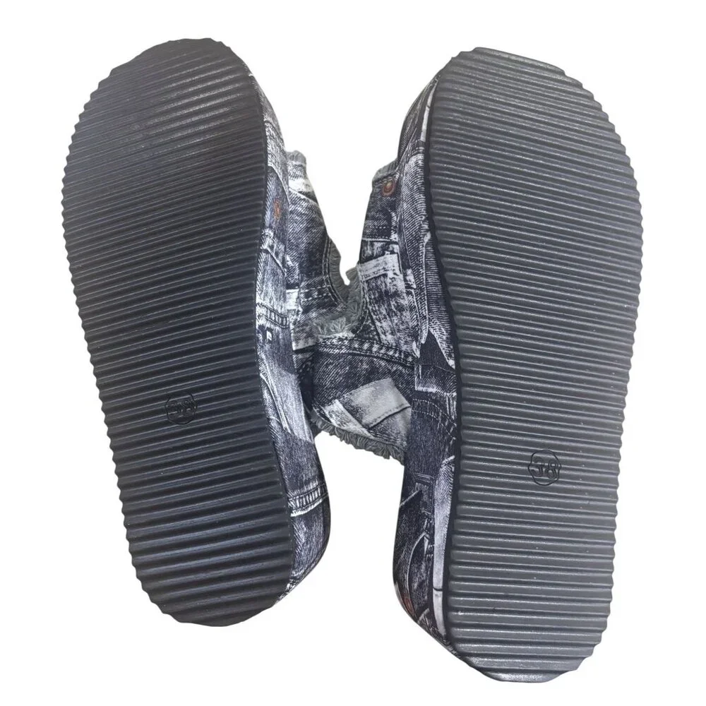 womens platform denim wedge sandals size 38